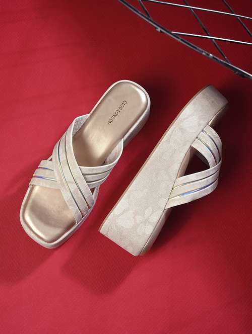 women beige slip on wedge - 21845500 -  Standard Image - 0