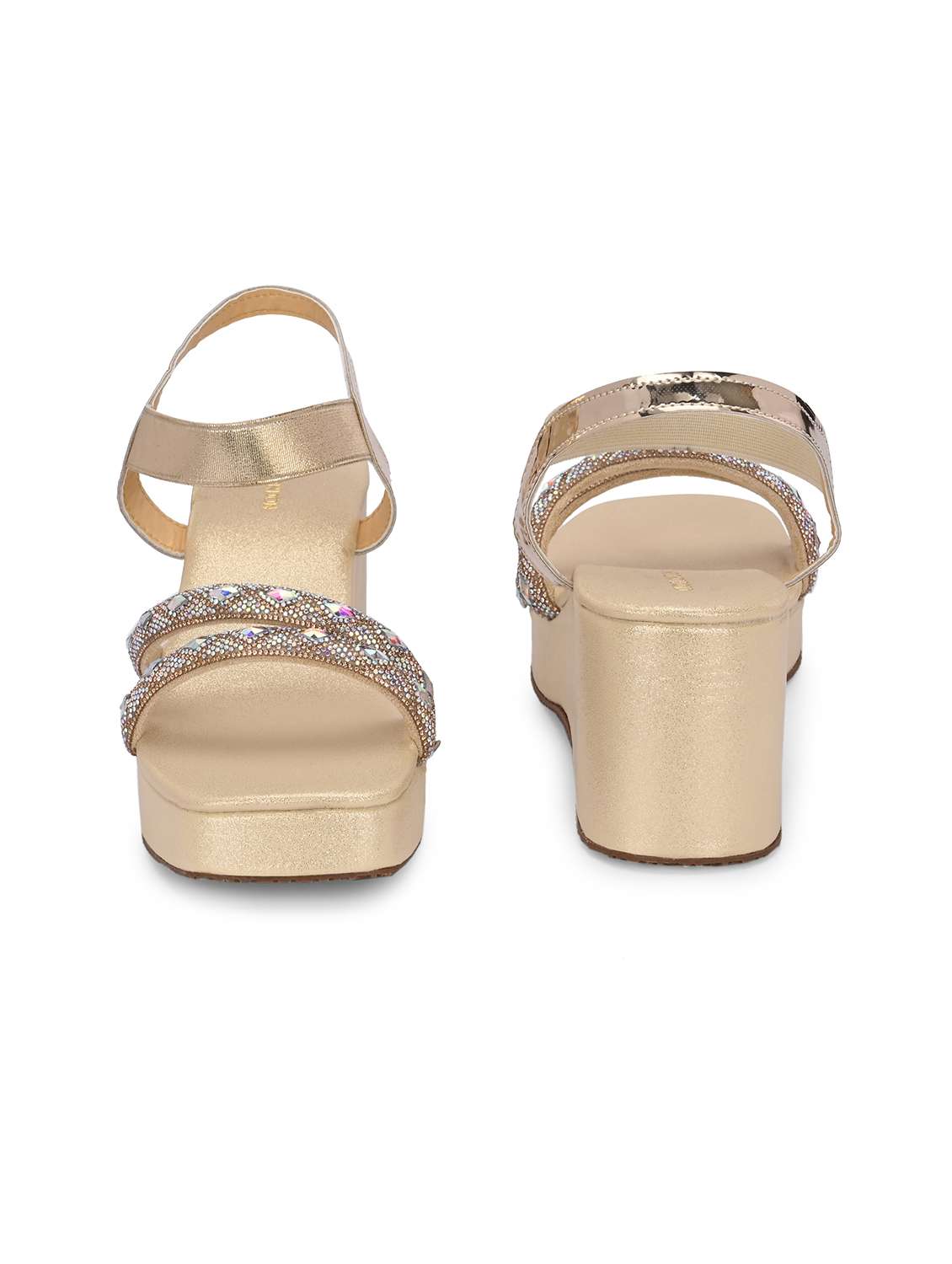 women gold ankle strap wedge - 21845506 -  Standard Image - 5