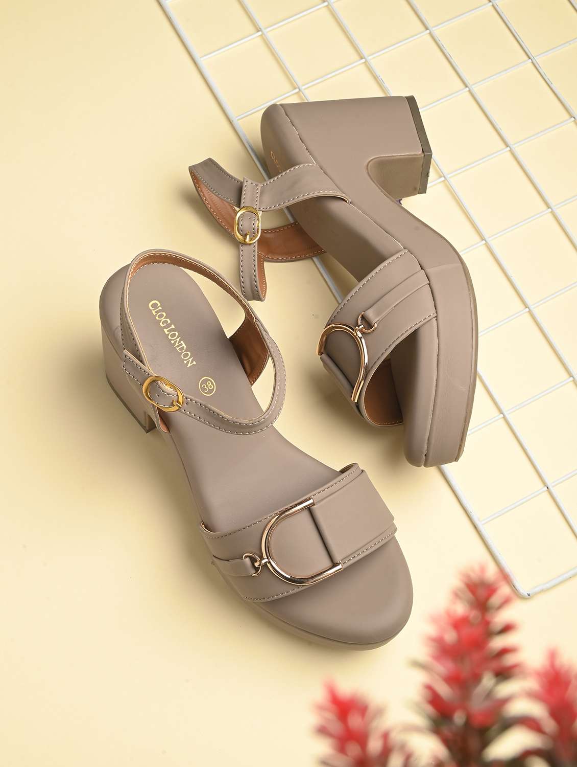 women grey ankle strap sandal