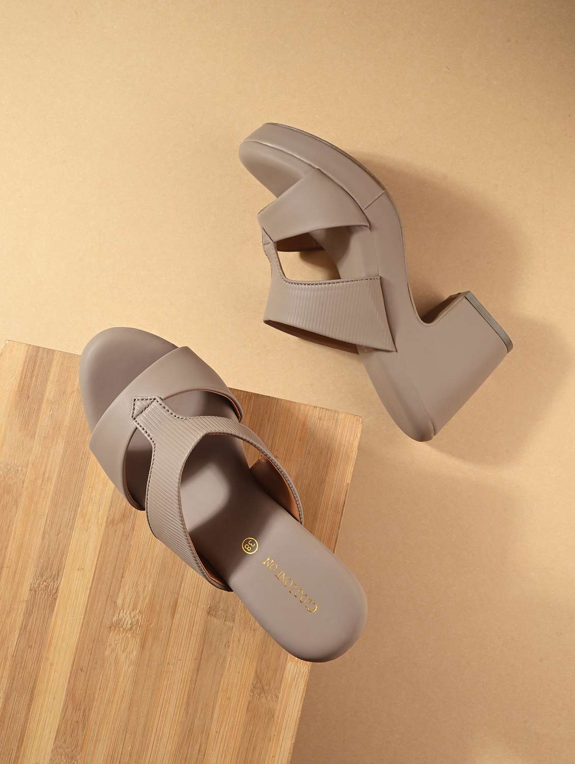 women grey slip on sandal
