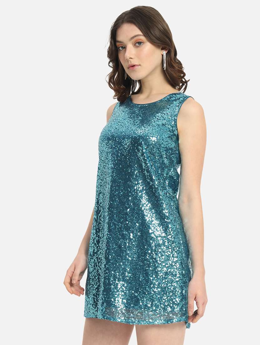 Women Sequined  Sleeveless Shift Dress