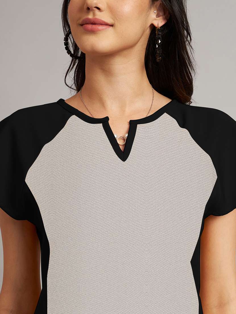 women color blocked short sleeve a-line dress - 21851371 -  Standard Image - 5