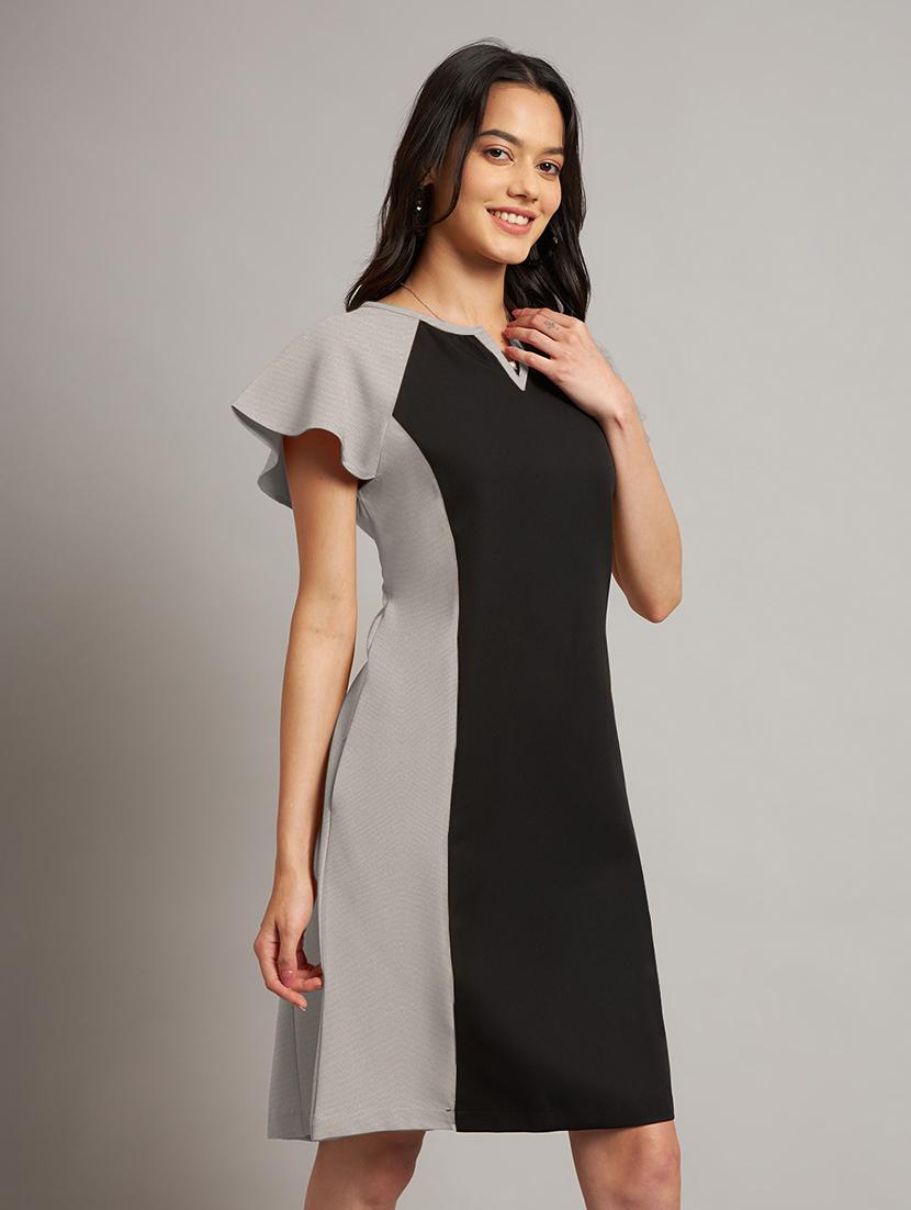 women color blocked a-line dress - 21851377 - Standard Image - 3