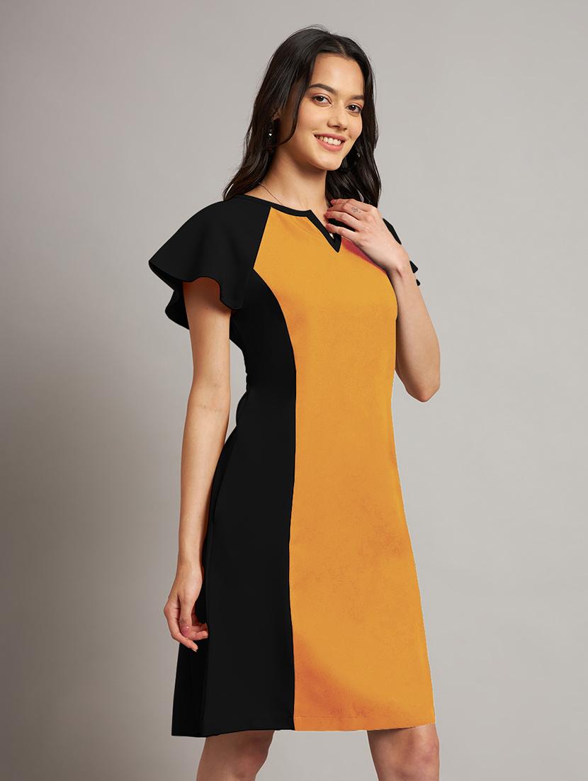 women color blocked a-line dress - 21851382 - Standard Image - 3