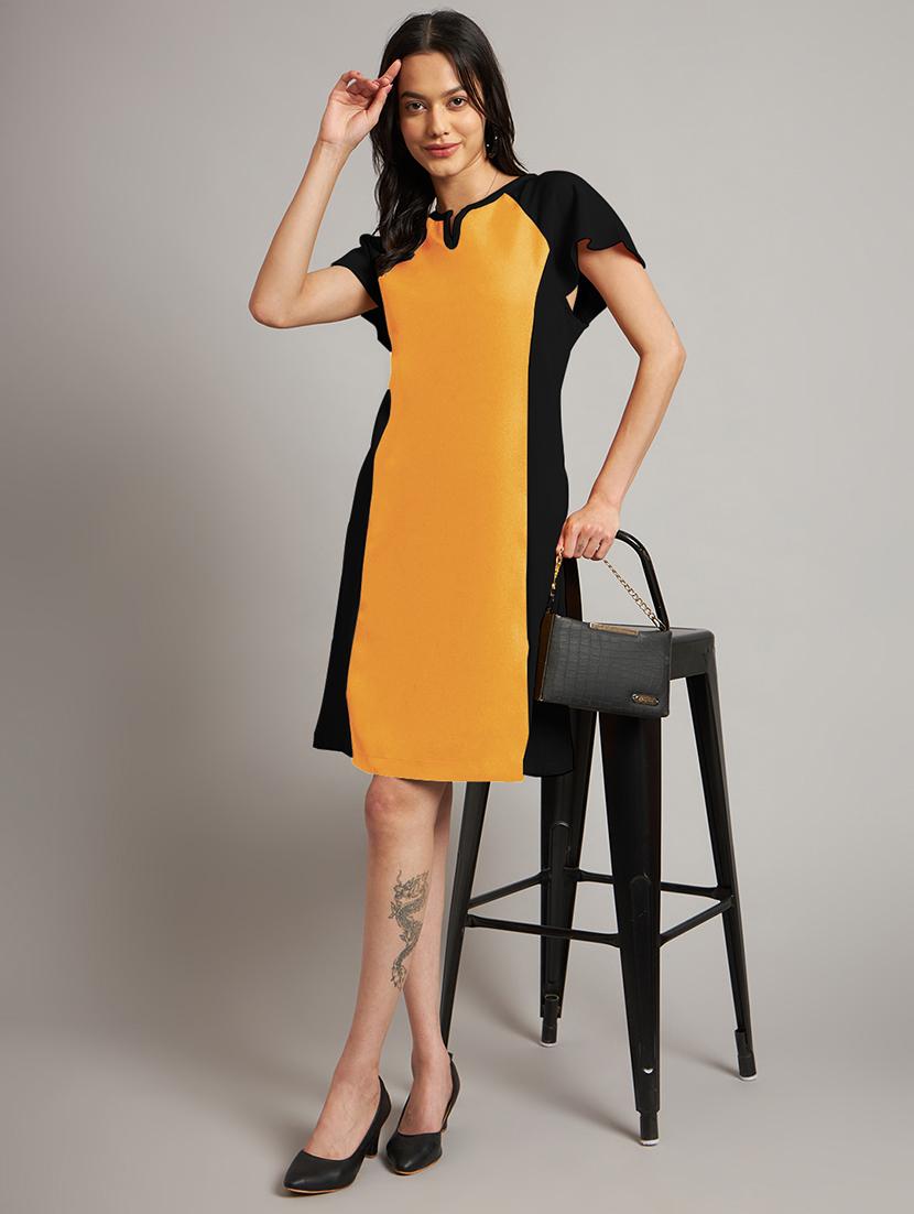 women color blocked a-line dress - 21851382 - Standard Image - 5
