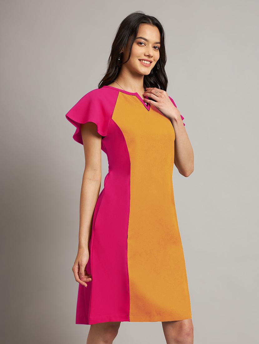 women color blocked a-line dress - 21851386 - Standard Image - 3