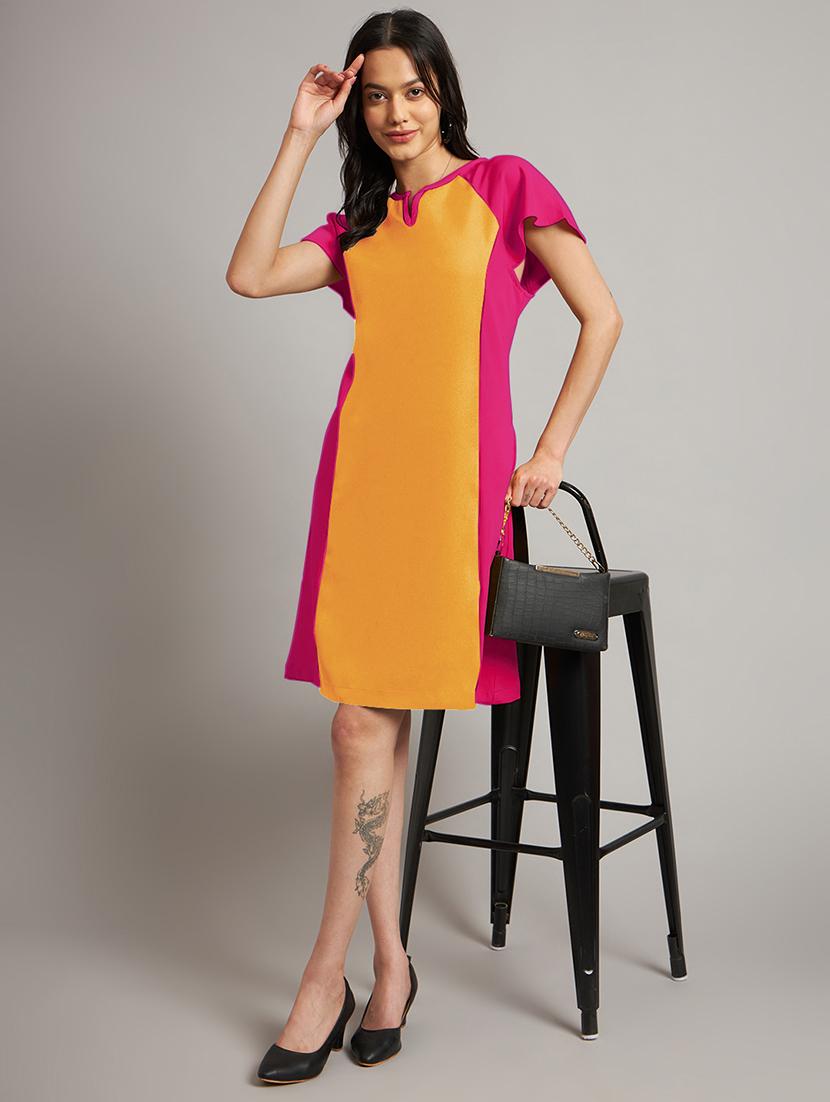 women color blocked a-line dress - 21851386 - Standard Image - 5