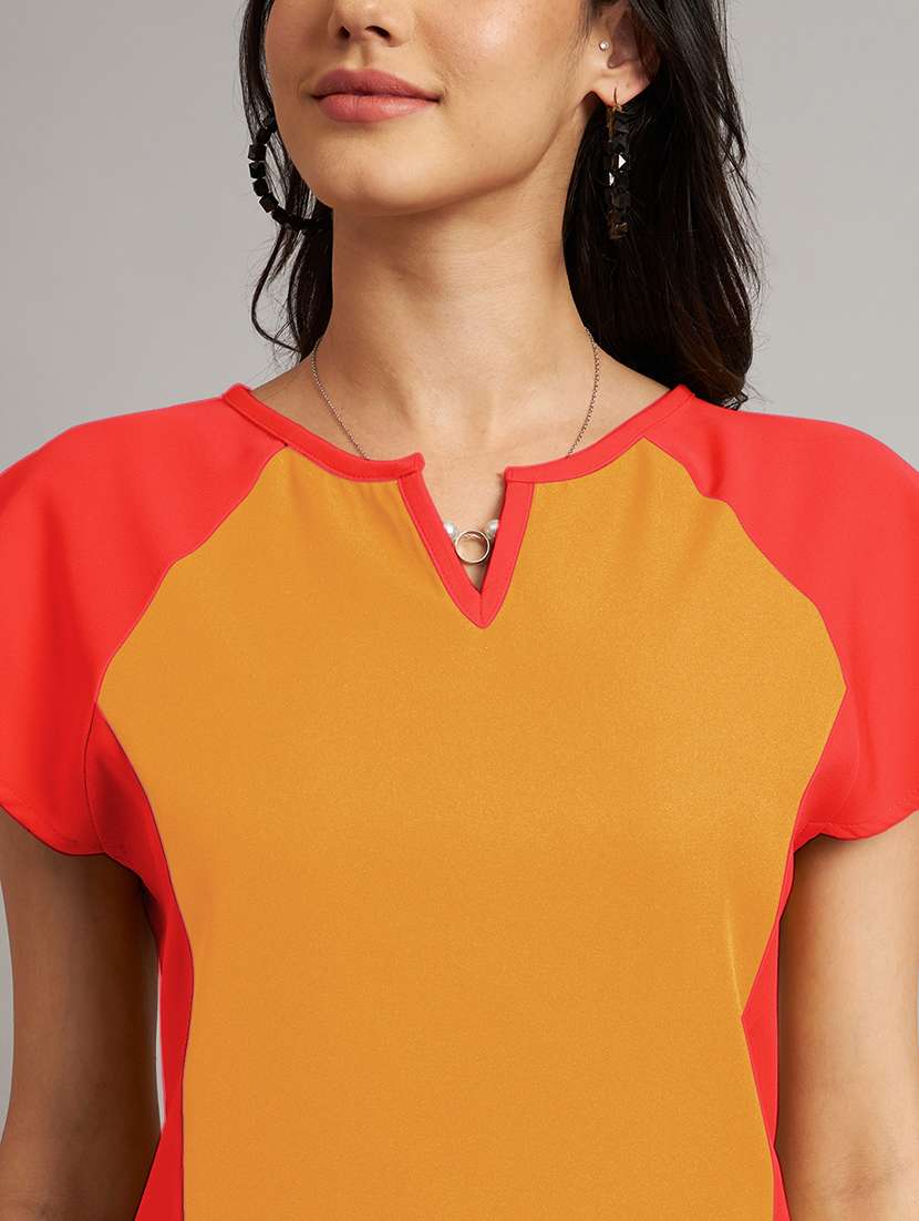 women color blocked short sleeve a-line dress - 21851388 -  Standard Image - 5