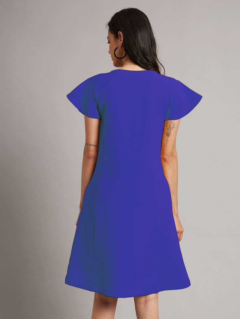 women color blocked short sleeve a-line dress - 21851389 -  Standard Image - 3