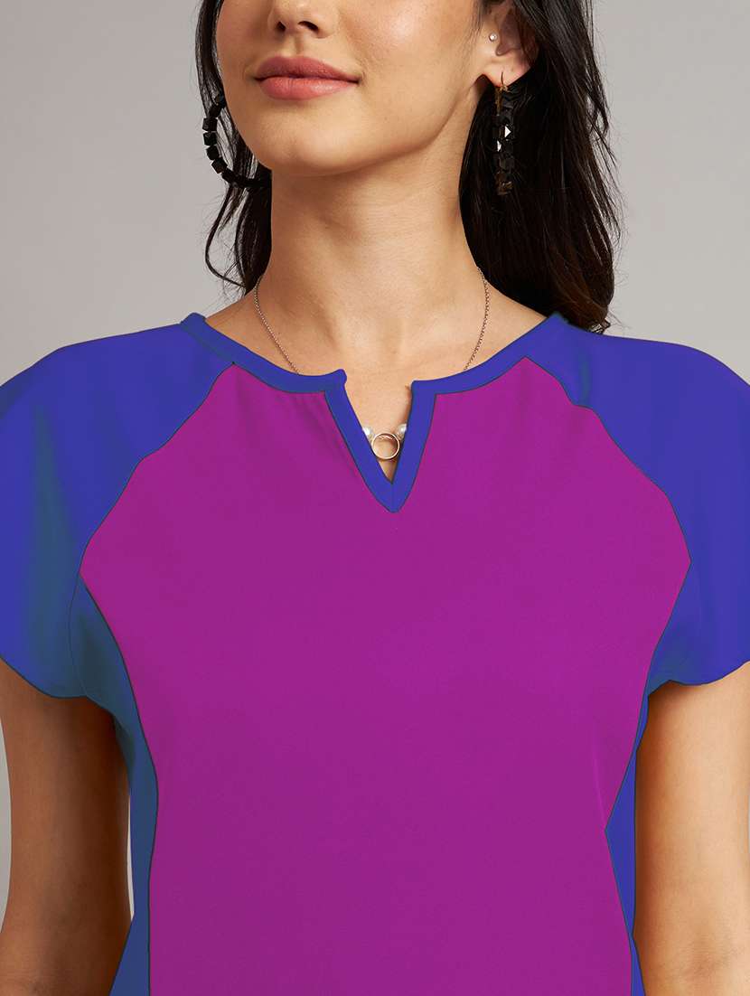 women color blocked short sleeve a-line dress - 21851389 -  Standard Image - 5