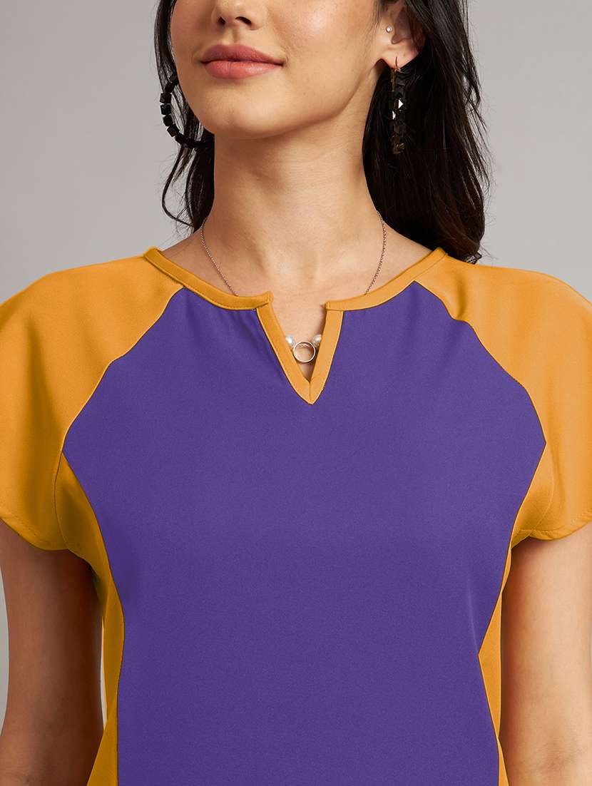 women color blocked short sleeve a-line dress - 21851395 -  Standard Image - 5