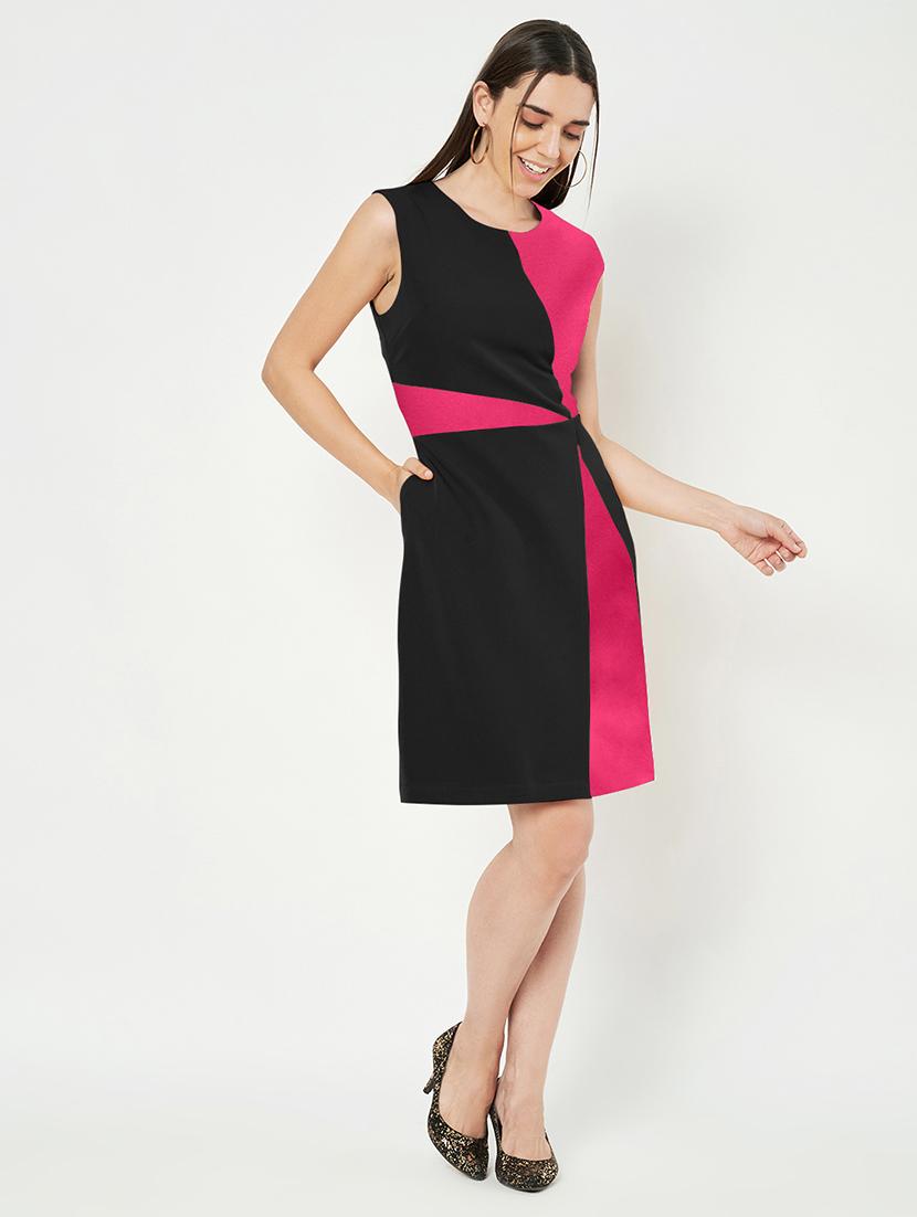 women color blocked sleeveless a-line dress - 21851397 - Standard Image - 3