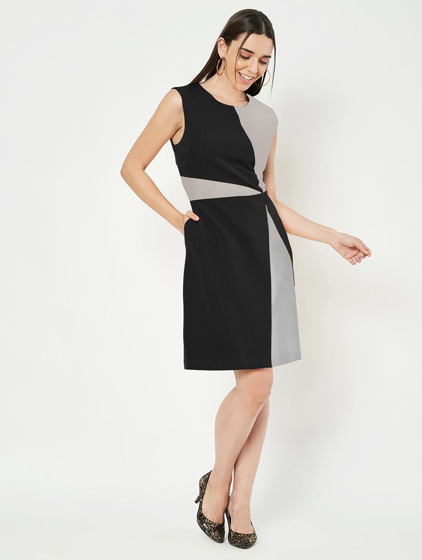 women color blocked sleeveless a-line dress - 21851399 - Standard Image - 3