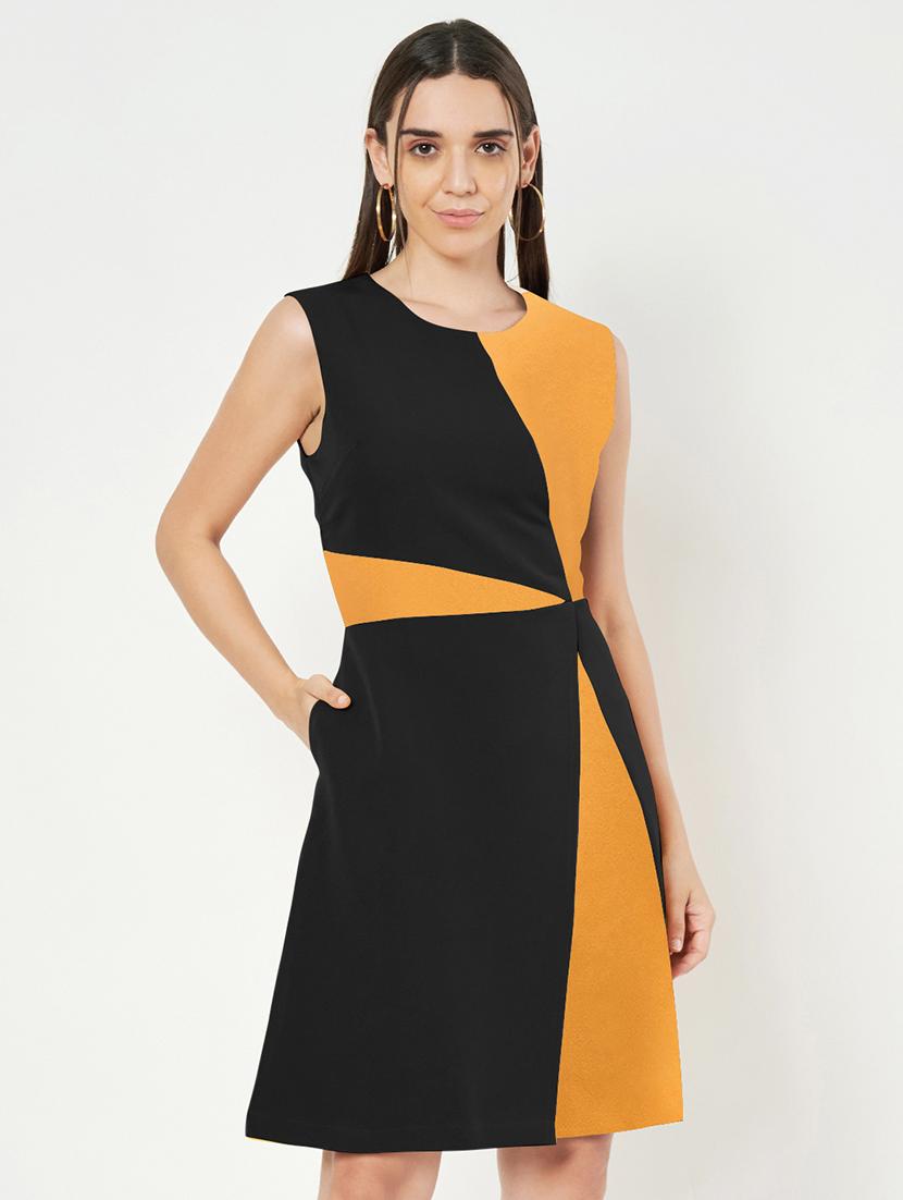 women color blocked sleeveless a-line dress - 21851400 - Zoom Image - 0