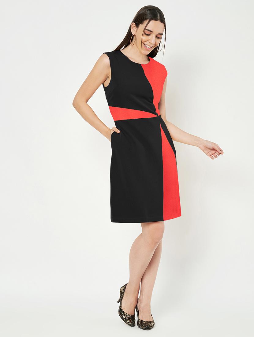 women color blocked sleeveless a-line dress - 21851401 - Standard Image - 3