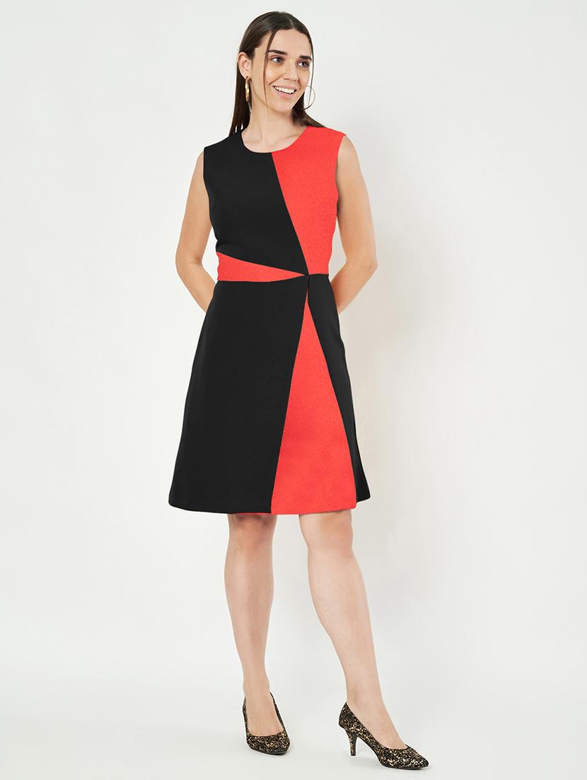 women color blocked sleeveless a-line dress - 21851401 - Standard Image - 5