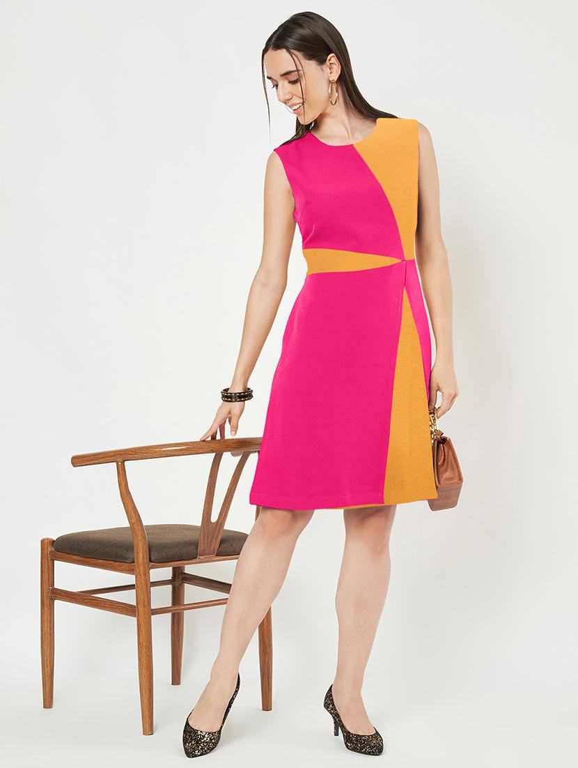 women color blocked sleeveless a-line dress - 21851408 - Standard Image - 3