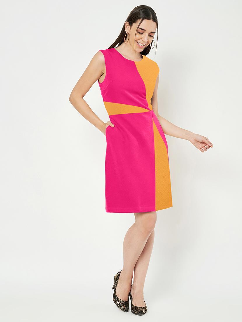 women color blocked sleeveless a-line dress - 21851430 - Standard Image - 3