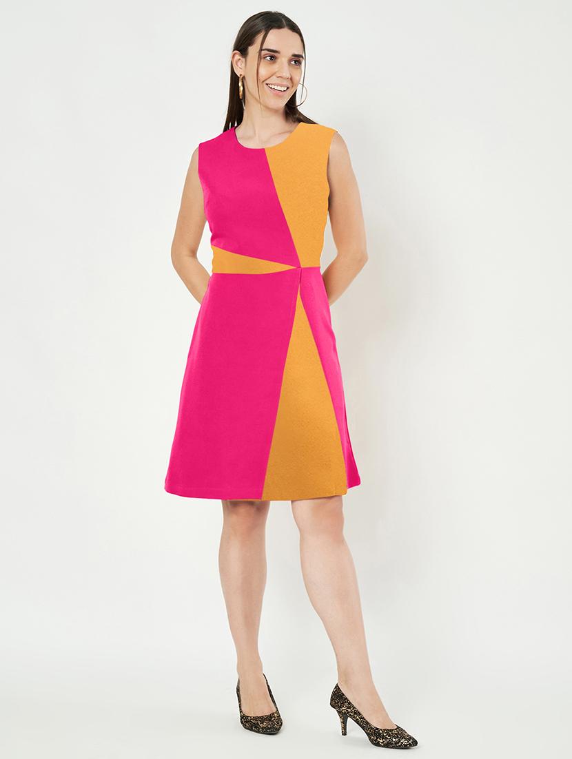 women color blocked sleeveless a-line dress - 21851430 - Standard Image - 5