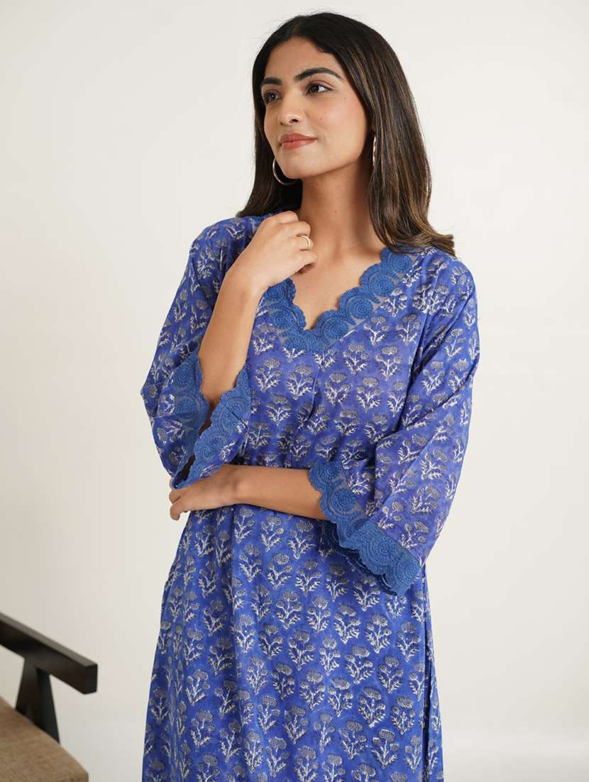 women three quarter sleeve kurta palazzo set - 21853449 -  Standard Image - 5