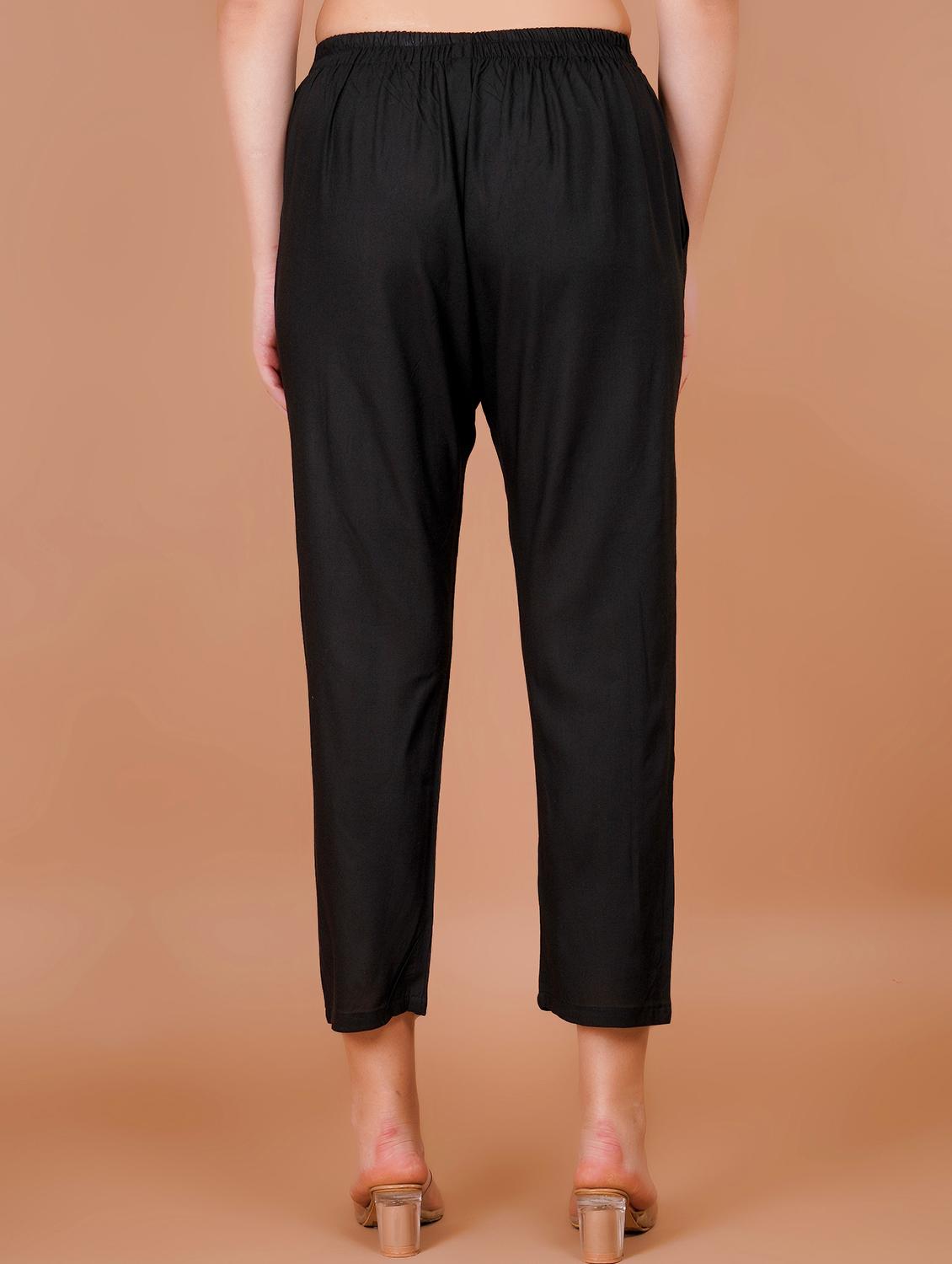 women solid mid rise cropped pant - 21853652 - Standard Image - 3