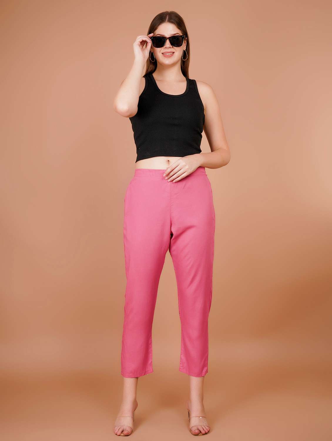women solid mid rise cropped pant - 21853655 - Standard Image - 3