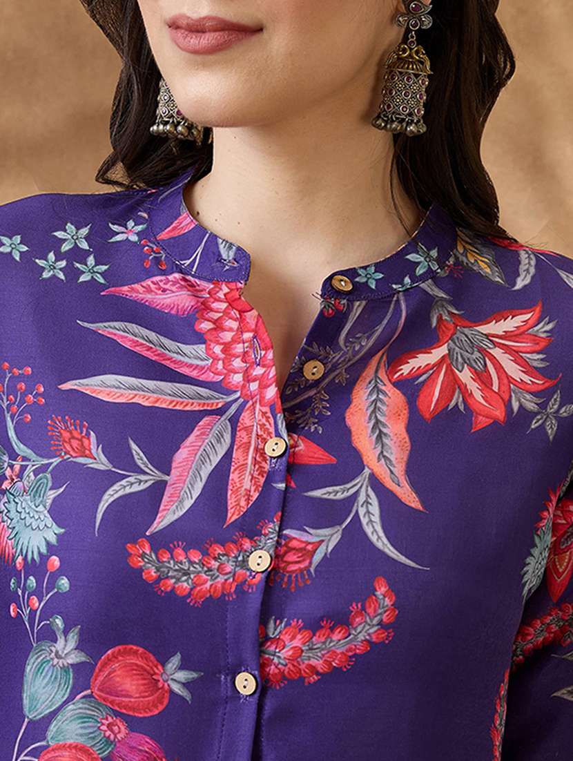 women three quarter sleeve kurta pant set - 21853681 -  Standard Image - 3