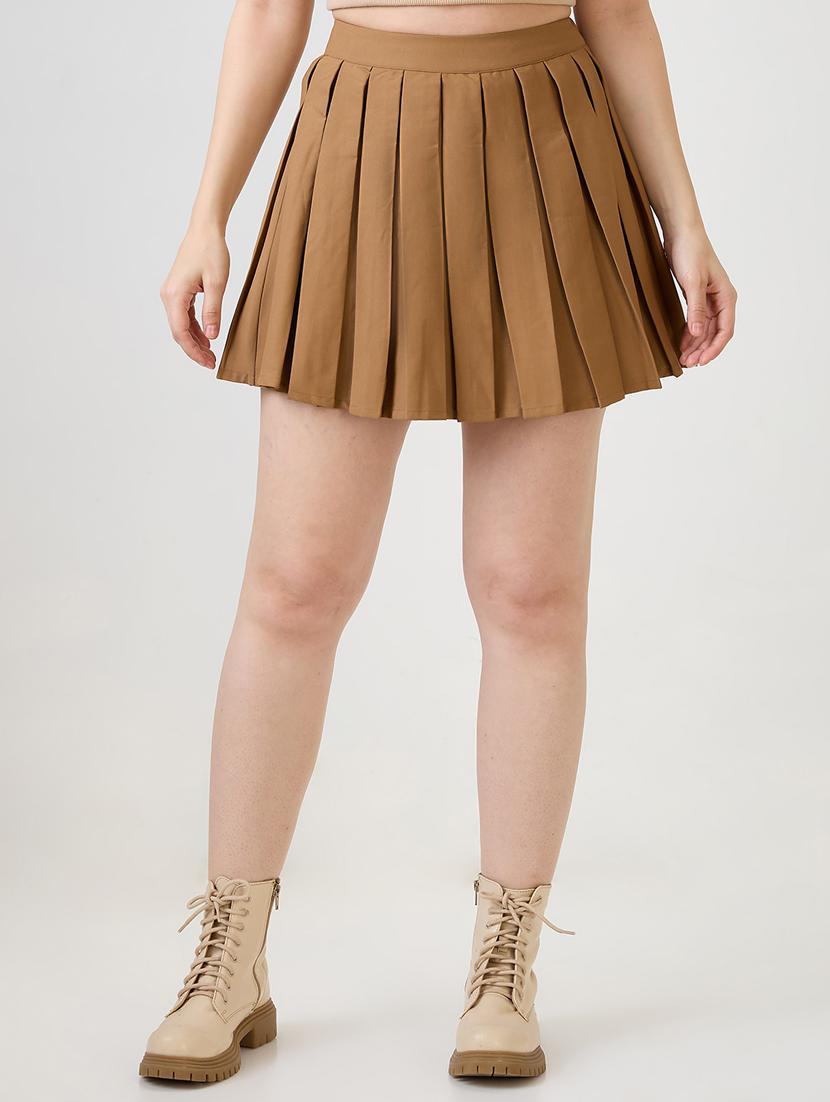women solid high rise skater  skirt - 21853690 -  Zoom Image - 0