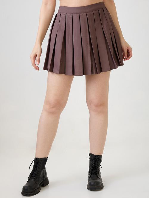 women solid high rise skater skirt - 21853691 - Standard Image - 0