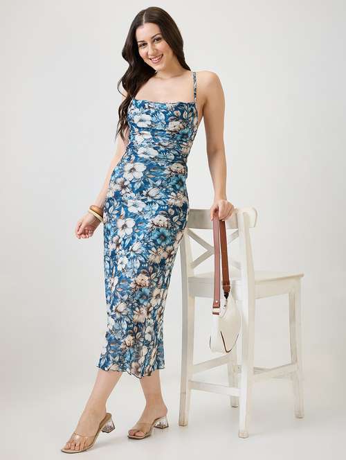 women floral print cowl neck bodycon dress - 21853712 - Standard Image - 0