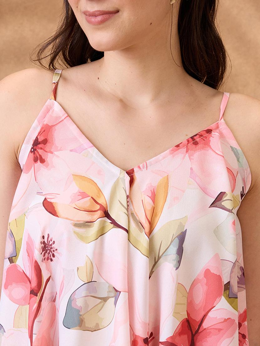 women floral printed shoulder strap asymmetric top - 21853732 - Standard Image - 3
