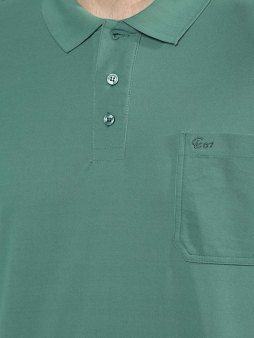 men green solid short sleeve polo t-shirt - 21853819 -  Standard Image - 5