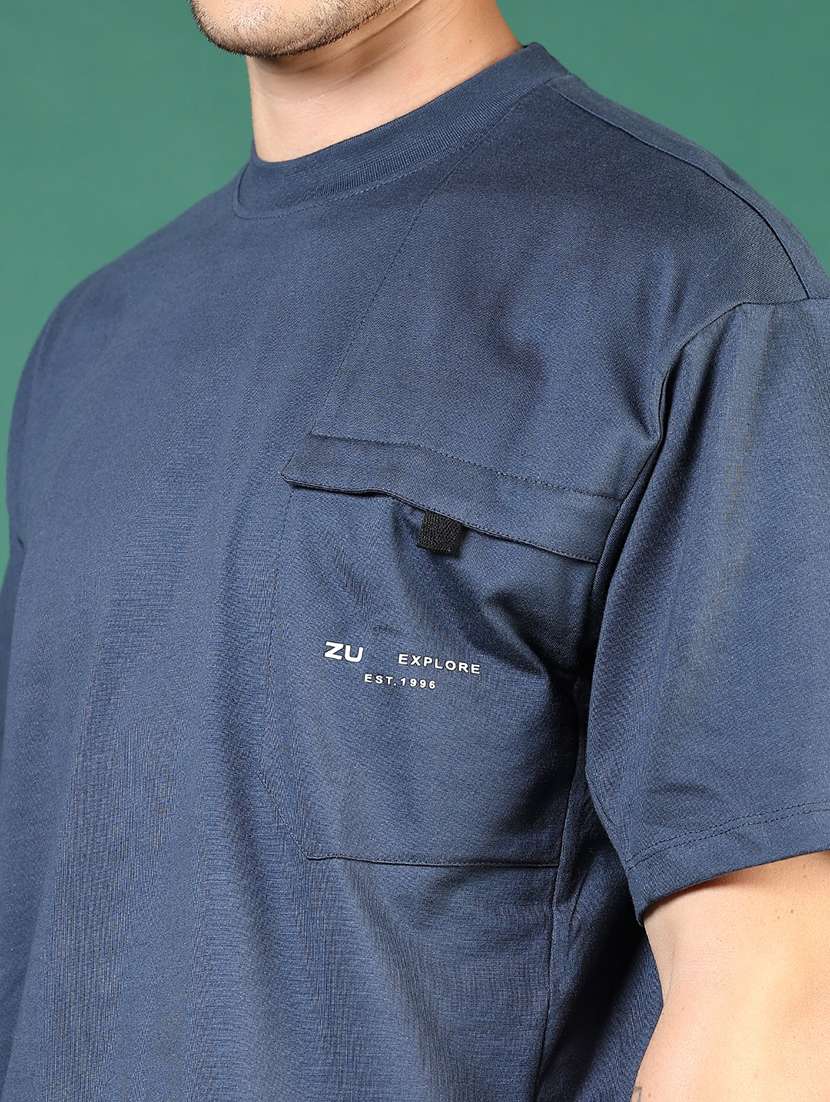 men navy blue typographic short sleeve regular fit t-shirt - 21853843 -  Standard Image - 3