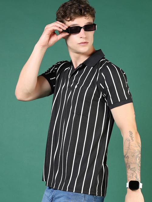 men striped short sleeve slim fit polo t-shirt - 21853866 - Standard Image - 0