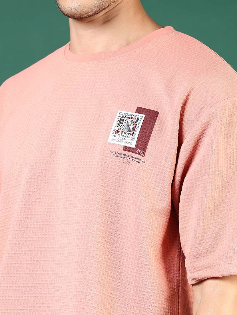 men pink solid short sleeve regular fit t-shirt - 21853870 - Standard Image - 3