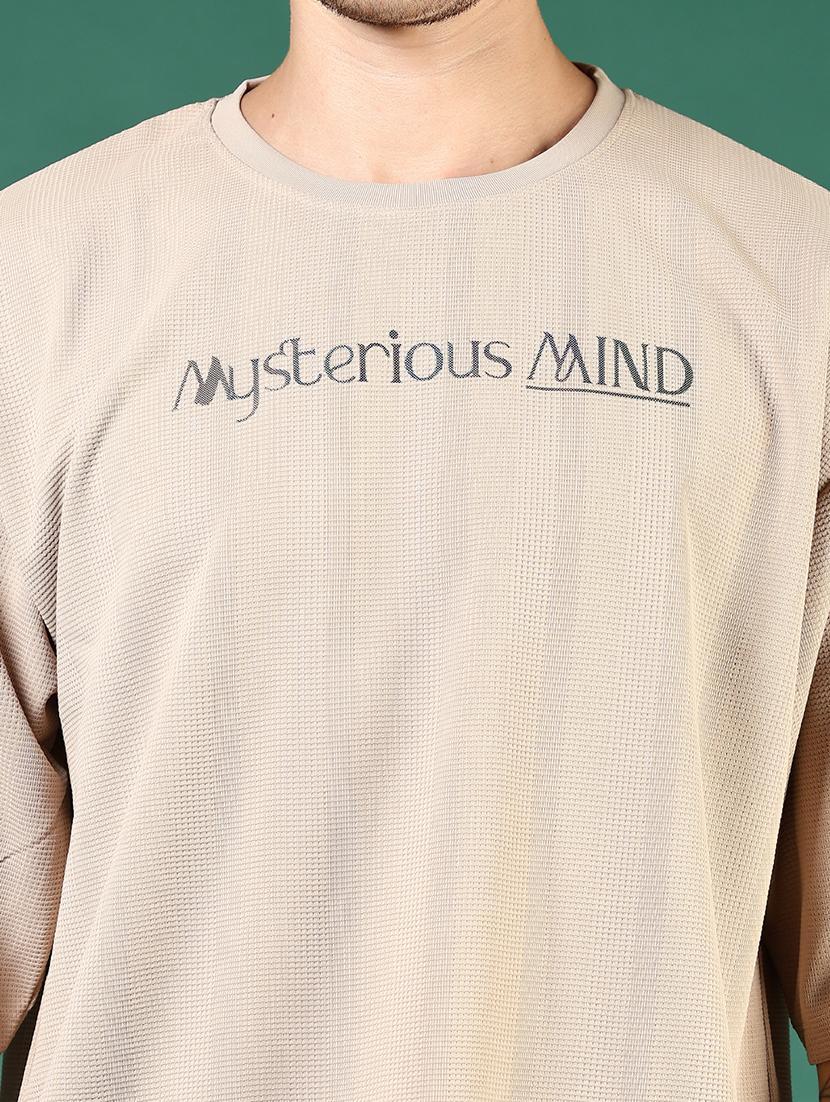 men beige typographic short sleeve regular fit t-shirt - 21853873 - Standard Image - 3