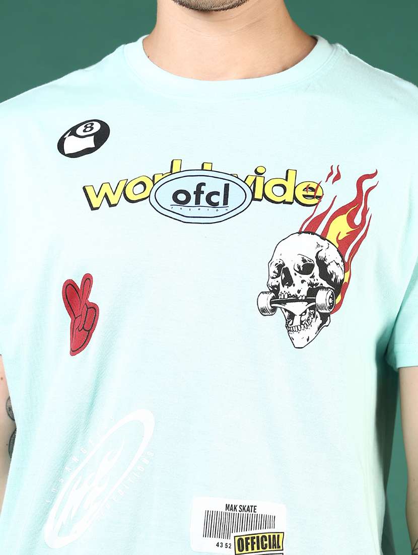 men green printed short sleeve regular fit t-shirt - 21853880 -  Standard Image - 3