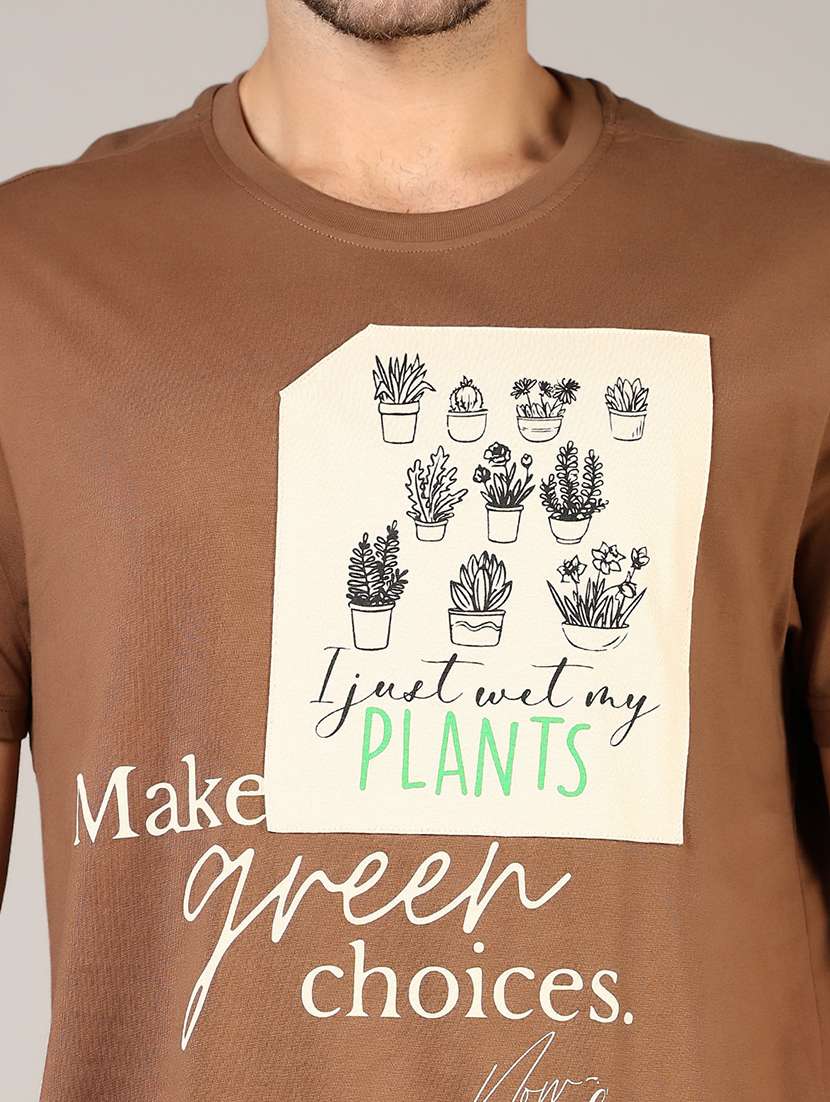 men front print round neck regular fit t-shirt - 21853913 - Standard Image - 3