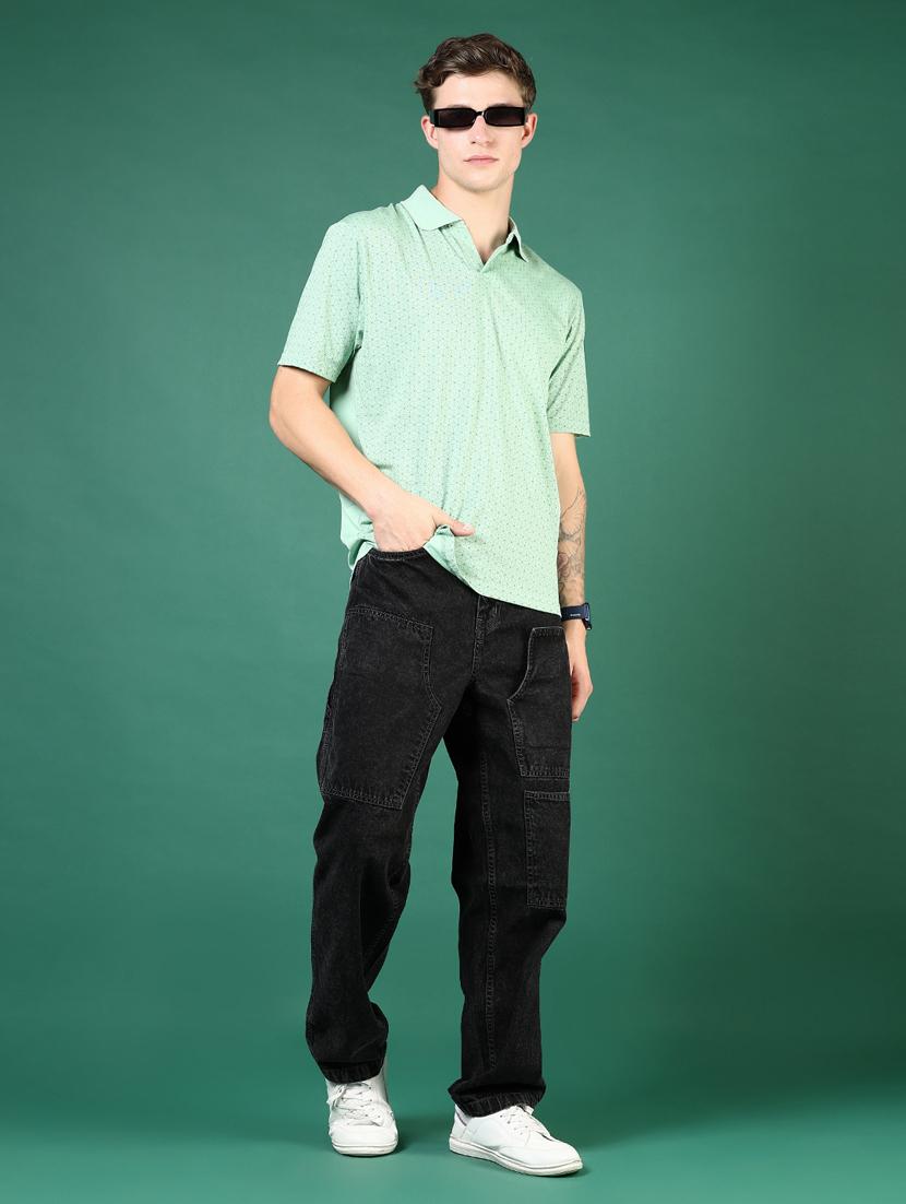 men green printed short sleeve regular fit polo t-shirt - 21853932 - Standard Image - 3