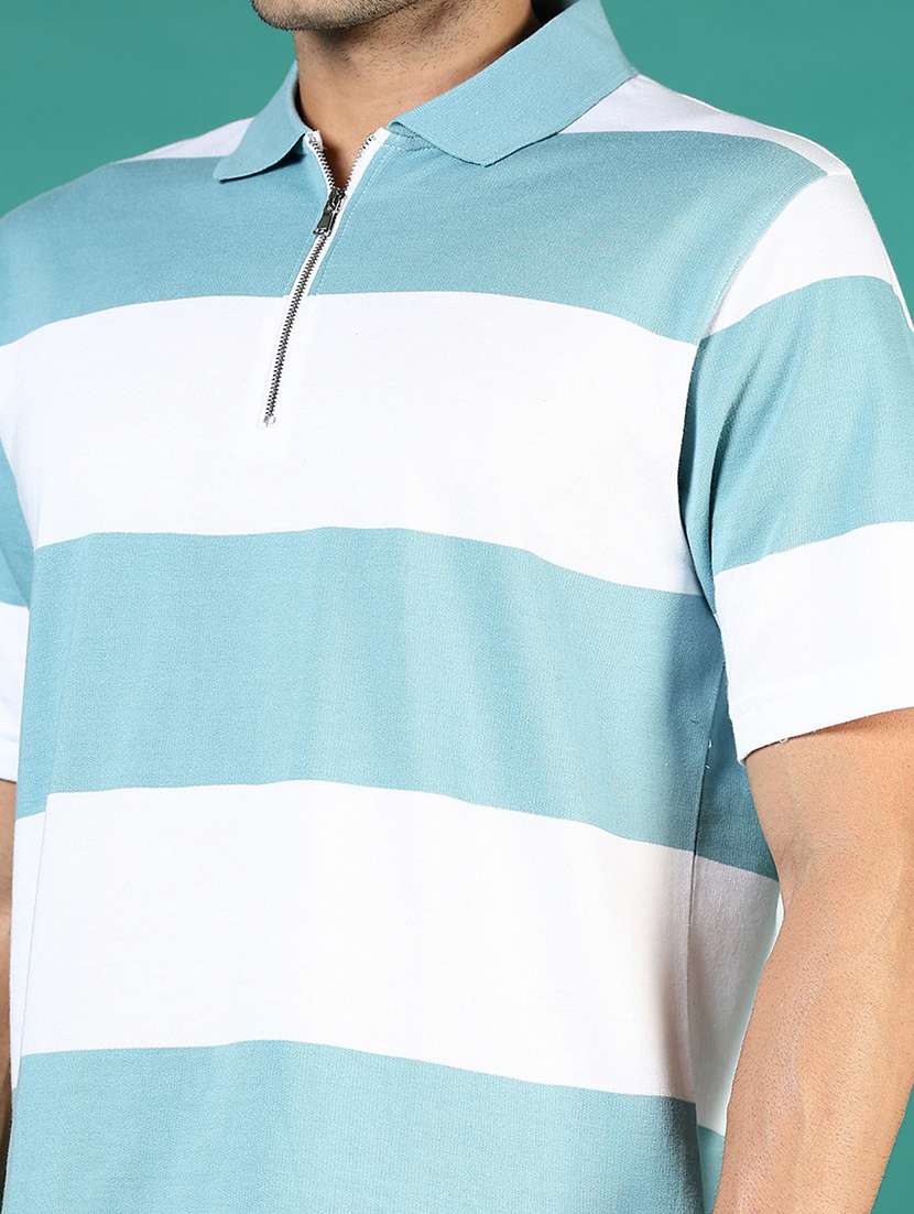 men striped short sleeve loose fit polo t-shirt - 21853965 - Standard Image - 3