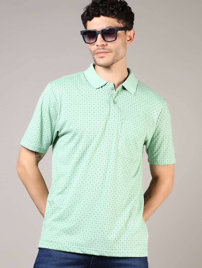 men printed short sleeve regular fit polo t-shirt