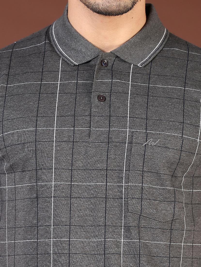 men checkered short sleeve regular fit polo t-shirt - 21854001 - Standard Image - 3