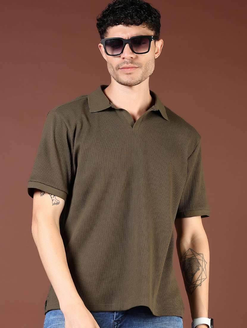 men solid short sleeve polo t-shirt