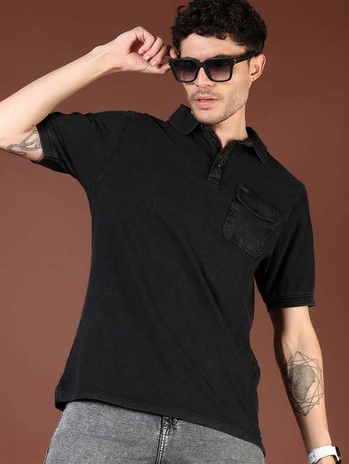 men solid short sleeve regular fit polo t-shirt