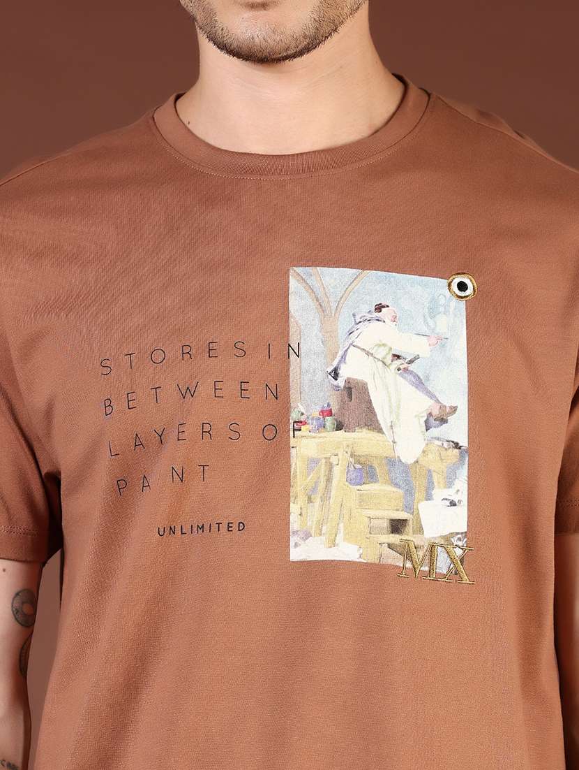 men printed short sleeve loose fit t-shirt - 21854021 -  Standard Image - 3