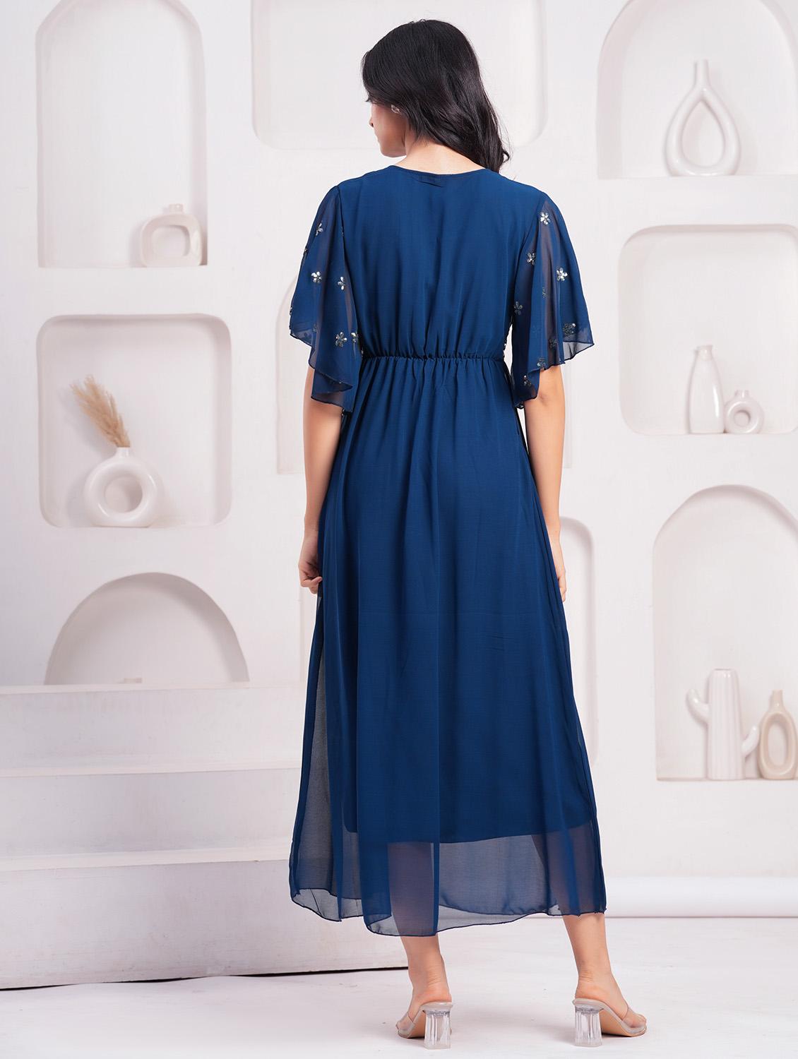 women embellished flared sleeves a-line dress - 21854036 - Standard Image - 3