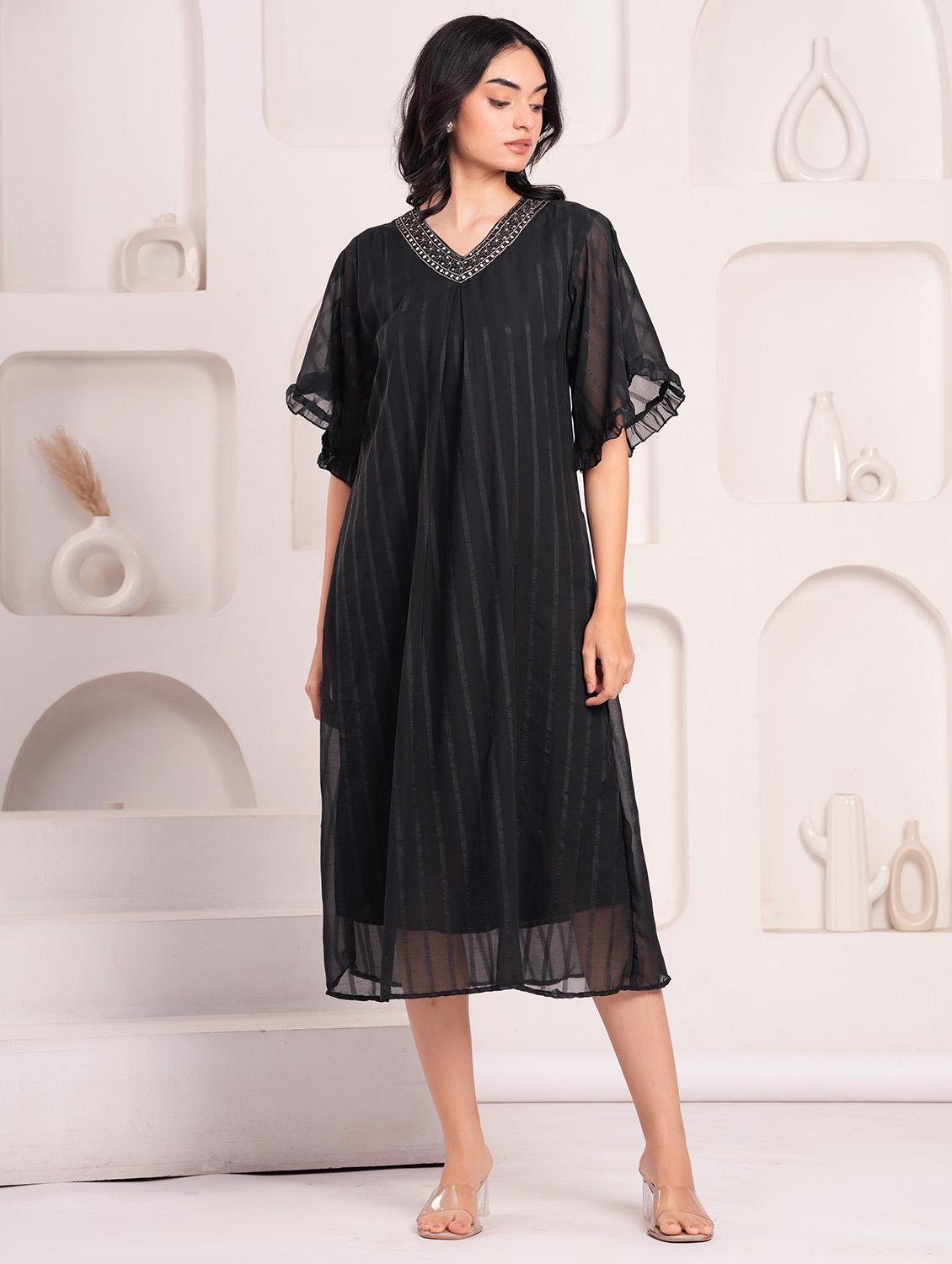 women self designed short sleeves a-line dress - 21854040 -  Zoom Image - 0