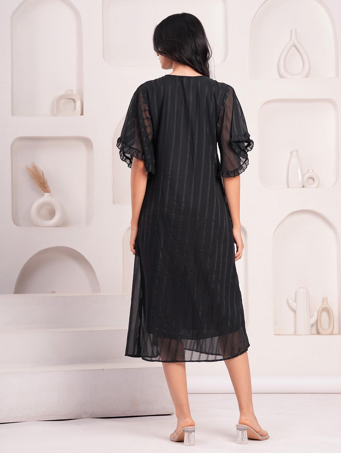 women self designed short sleeves a-line dress - 21854040 - Standard Image - 3