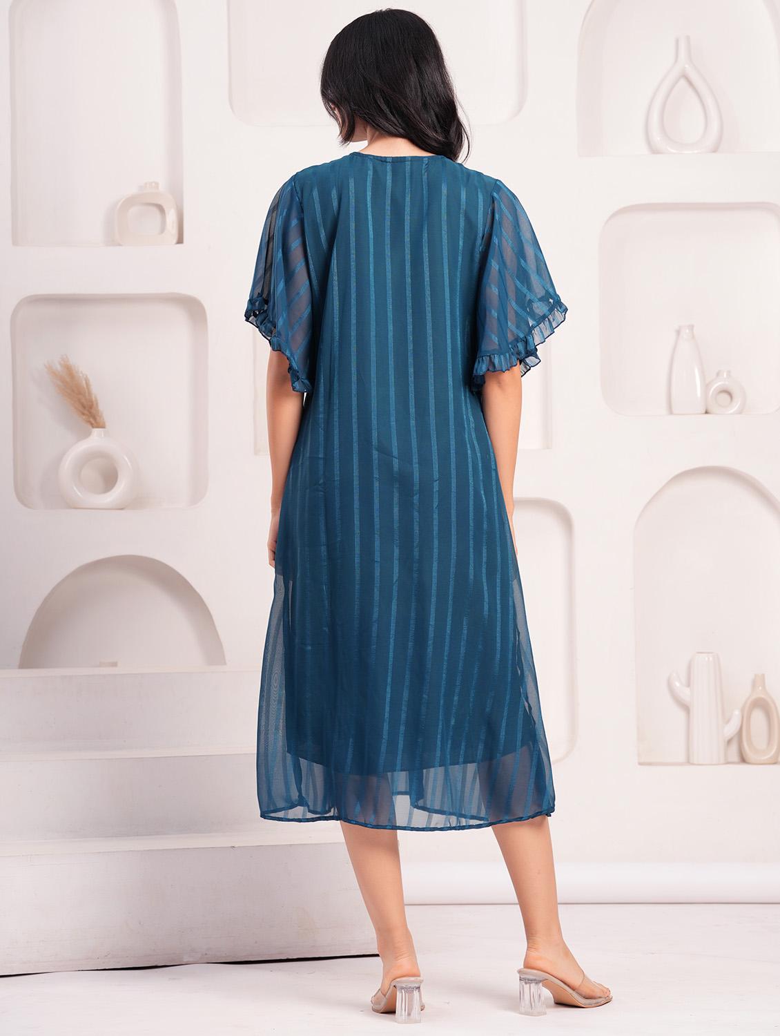 women self designed short sleeves a-line dress - 21854041 - Standard Image - 3