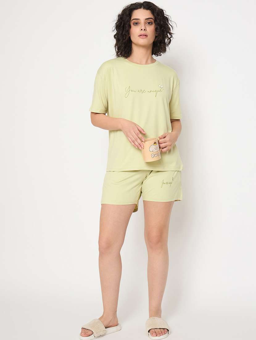 women printed nightwear shorts set - 21854111 -  Standard Image - 5